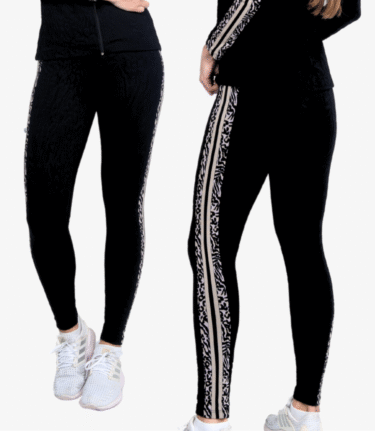 Calza Leggings Negro Jacquard Leopard Bia Brazil